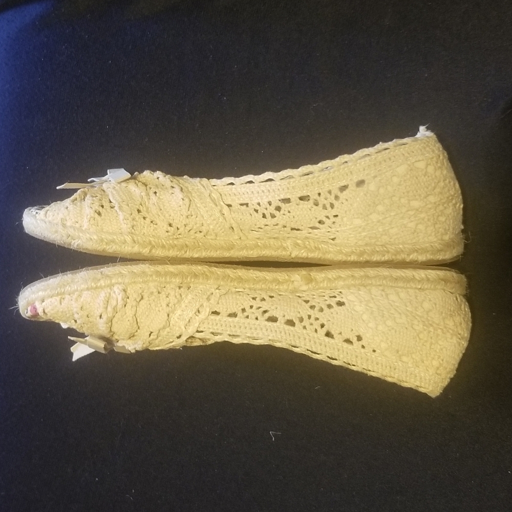 Color 1/2: VGUC 6M "Lana" peep toe beige espadrille flats - Picture 2 of 5